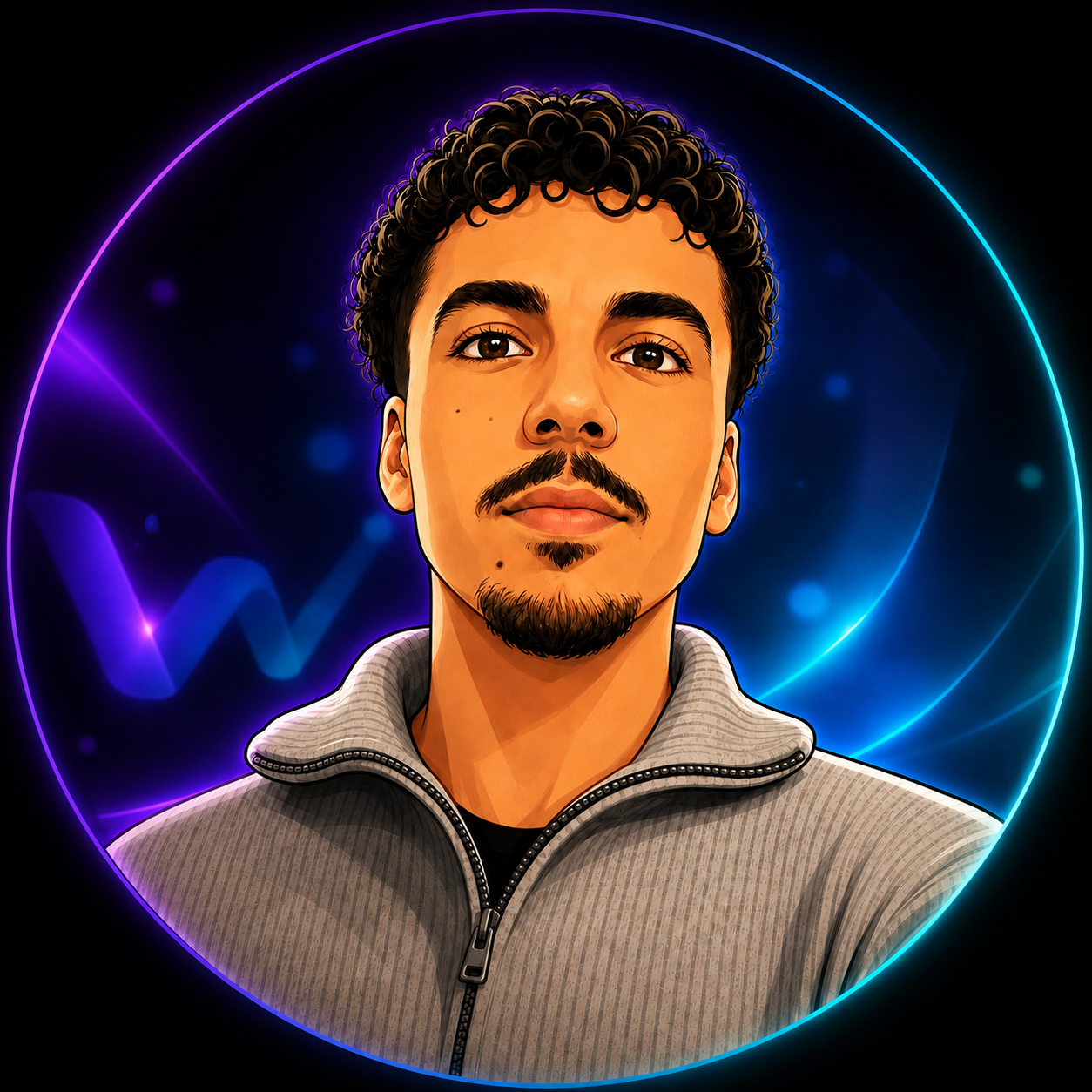 Portrait illustré du fondateur de WEBELI, agence de croissance digitale en Alsace