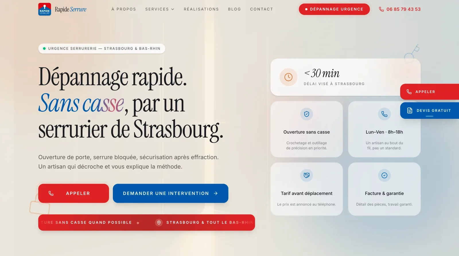 Nouvelle version du site Rapide Serrure réalisée par WEBELI